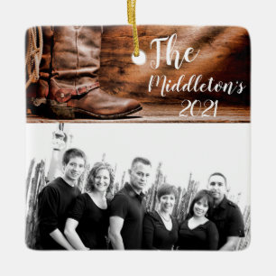 Personalisiert XMAS Ornament Cowboy Boots Barnholz