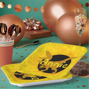 Personalisiert Yellow Dinosaurier Pappteller