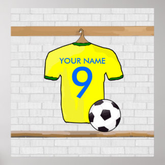 Personalisiert Yellow Green Football Soccer Jersey Poster