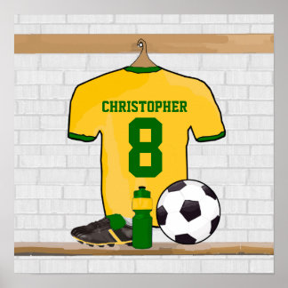 Personalisiert Yellow Green Football Soccer Jersey Poster
