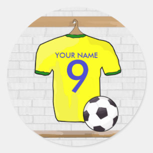 Personalisiert Yellow Green Football Soccer Jersey Runder Aufkleber