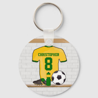 Personalisiert Yellow Green Football Soccer Jersey Schlüsselanhänger