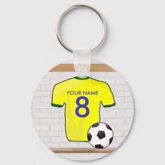 Personalisiert Yellow Green Football Soccer Jersey Schlüsselanhänger