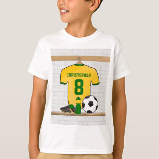 Personalisiert Yellow Green Football Soccer Jersey T-Shirt