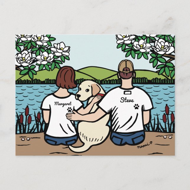 Personalisiert Yellow Labrador Family Brown Postkarte (Vorderseite)