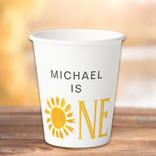 Personalisiert Yellow Sun erste Geburtstagsparty Pappbecher
