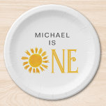 Personalisiert Yellow Sun erste Geburtstagsparty Pappteller<br><div class="desc">Planst du eine erste Geburtstagsfeier? Diese niedlichen Teller aus dem ersten Geburtstag sind mit einer gelben Aquarellsonne geschmückt. Sie sind leicht anpassbar. Original Wasserfarbe © Michele Davies.</div>