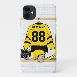 Personalisiert Yellow und Black Ice Hockey Jersey Case-Mate iPhone Hülle