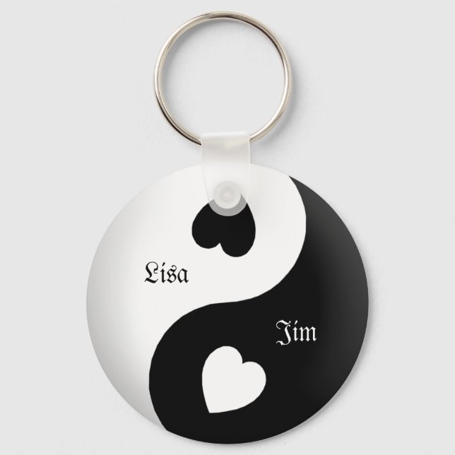 Personalisiert Yin Yang Liebe Schlüsselkette Schlüsselanhänger (Vorderseite)