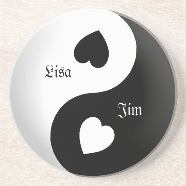Personalisiert Yin Yang Liebe Untersetzer (Vorne)