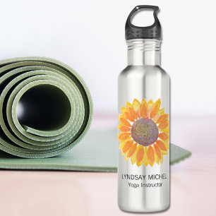 Personalisiert Yoga Instructor Sonnenblume Edelstahlflasche