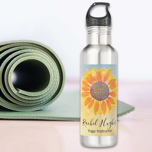 Personalisiert Yoga Instructor Sonnenblume Edelstahlflasche (Von Creator hochgeladen)