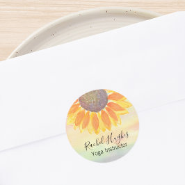 Personalisiert Yoga Instructor Sonnenblume Runder Aufkleber