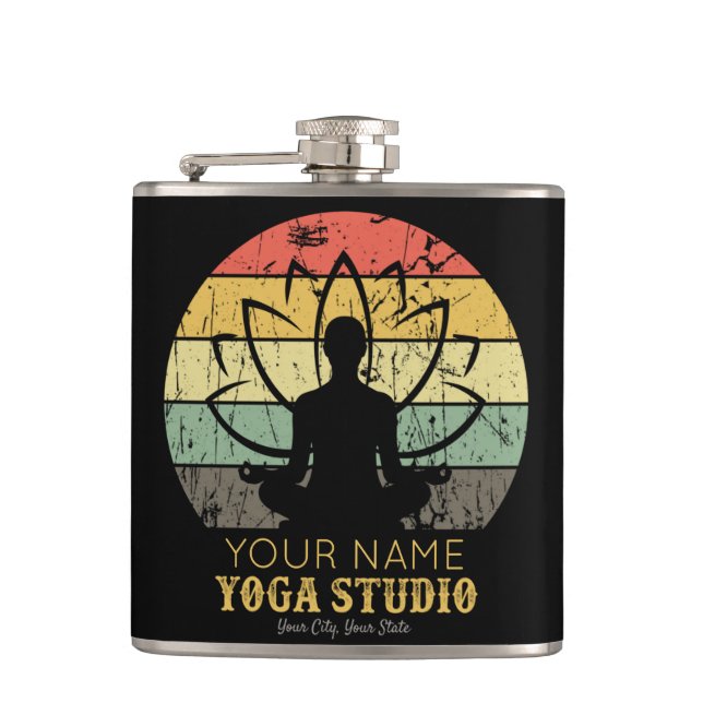 Personalisiert Yoga Studio Fitness Instructor Guru Flachmann (Vorderseite)