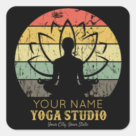 Personalisiert Yoga Studio Fitness Instructor Guru Quadratischer Aufkleber