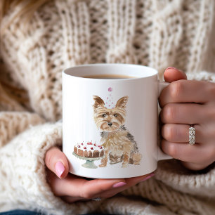 Personalisiert Yorkie Birthday Cake Kaffeetasse