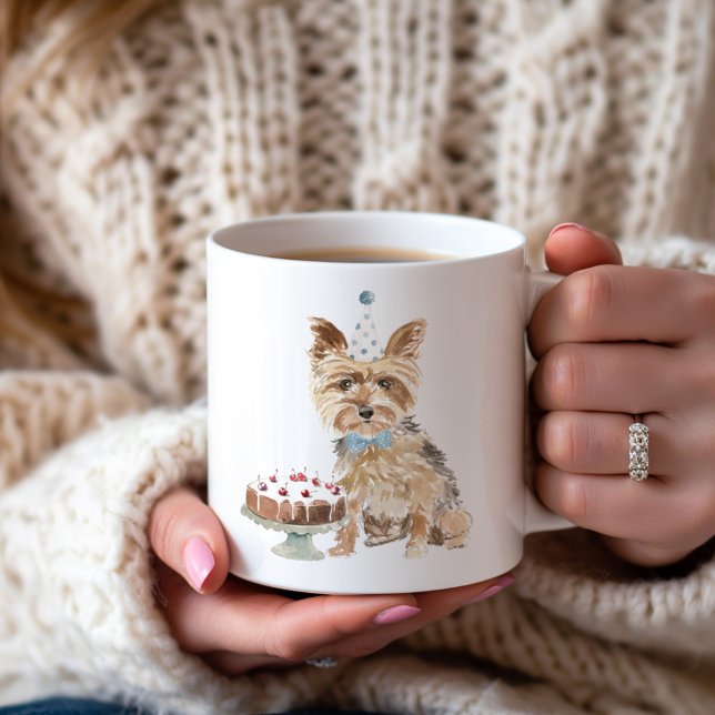 Personalisiert Yorkie Birthday Cake Kaffeetasse (Von Creator hochgeladen)