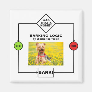 Personalisiert Yorkie Dog Barking Logic Foto Name Magnet