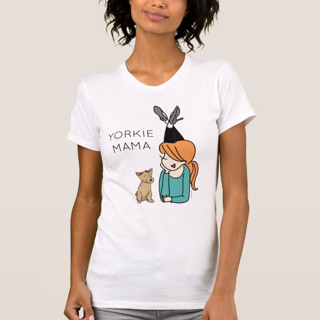 Personalisiert Yorkie Mama T - Shirt (Vorderseite)