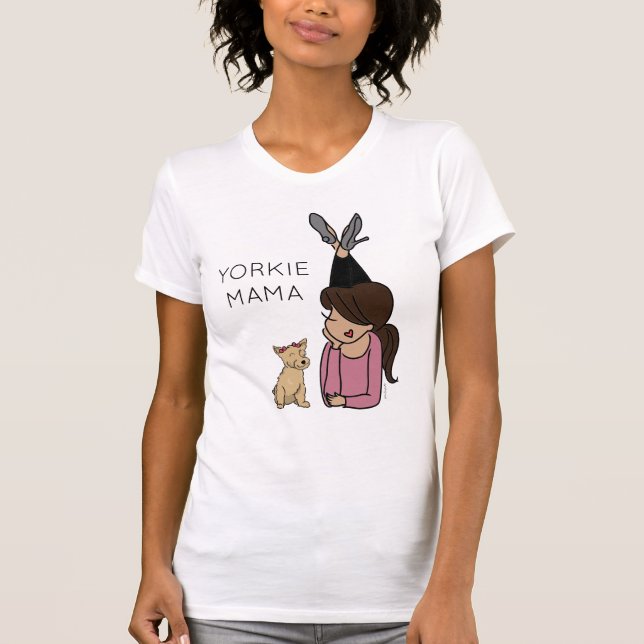 Personalisiert Yorkie Mama T - Shirt (Vorderseite)