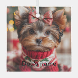 Personalisiert Yorkie Ornament Aus Glas