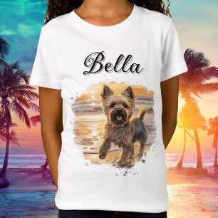 Personalisiert Yorkie Sunset Niedlich Beach Dog Lo T-Shirt