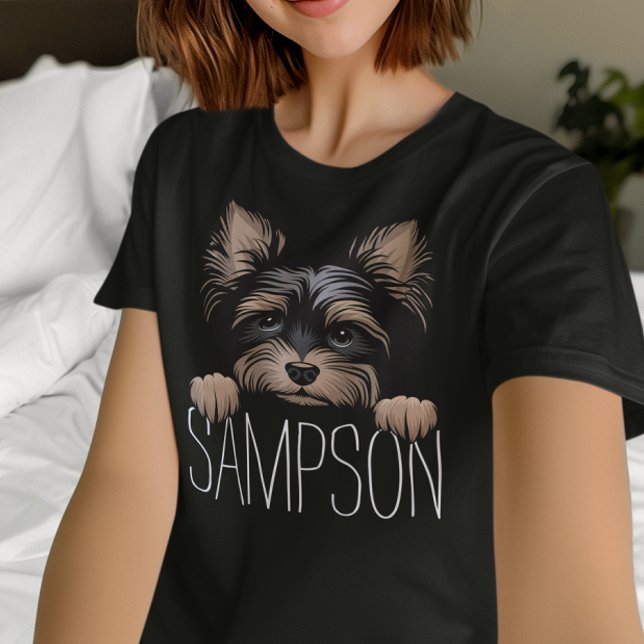 Personalisiert Yorkie Yorkshire Terrier Dog Name T-Shirt (Personalized Yorkie t-shirt for women. Yorkshire Terrier dog lover gifts.)