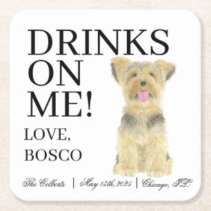 Personalisiert Yorkie Yorkshire Terrier Wedding Rechteckiger Pappuntersetzer