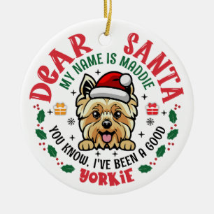Personalisiert Yorkshire Terrier Dog Weihnachtsbau Keramik Ornament