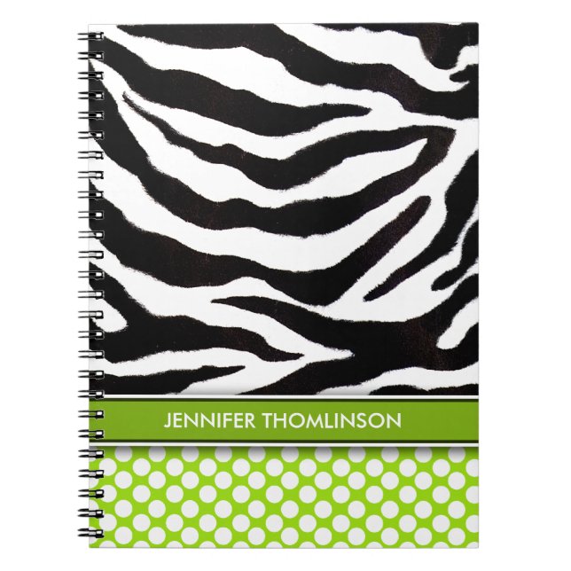 Personalisiert Zebra Polka Dots Journal / Notebook Notizblock (Vorderseite)