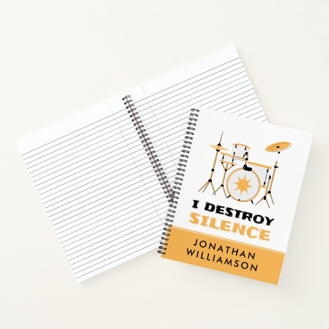 Personalisiert zerstöre ich die Stille Funny Drumm Notizbuch (Innenseite)