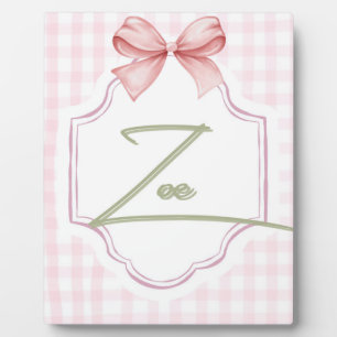 Personalisiert Zoe Baby Girl Kinderzimmer Bow&Ging Fotoplatte