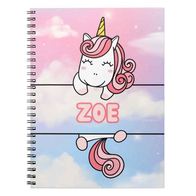 Personalisiert Zoe Unicorn Girlie Notebook Notizblock (Vorderseite)
