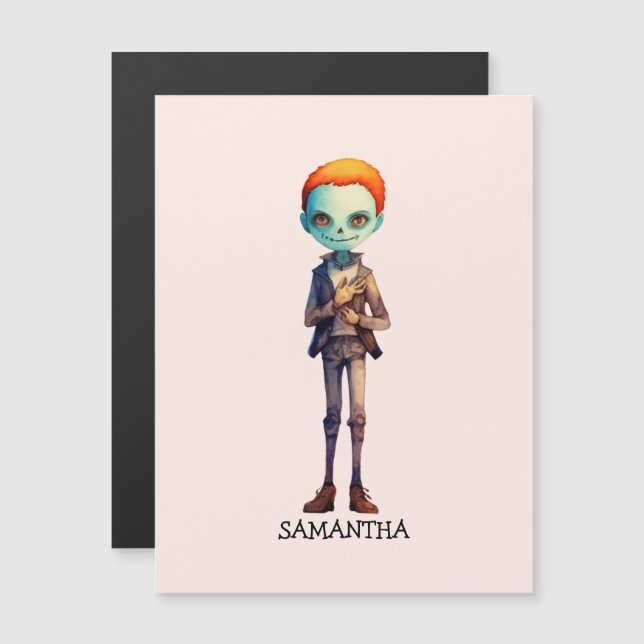 Personalisiert Zoombie Halloween Magnetkarte (Vorne/Hinten)