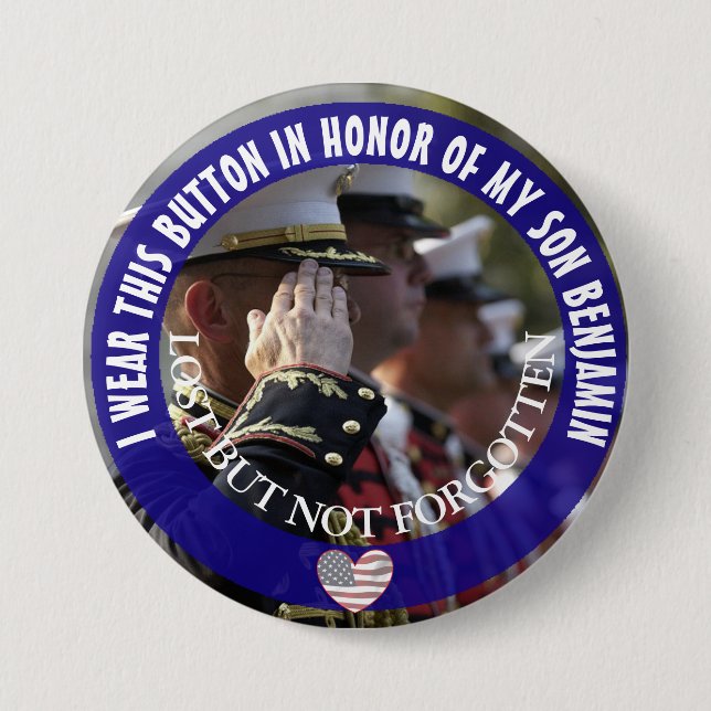 Personalisiert zu Ehren meines Sohnes Button (Vorderseite)