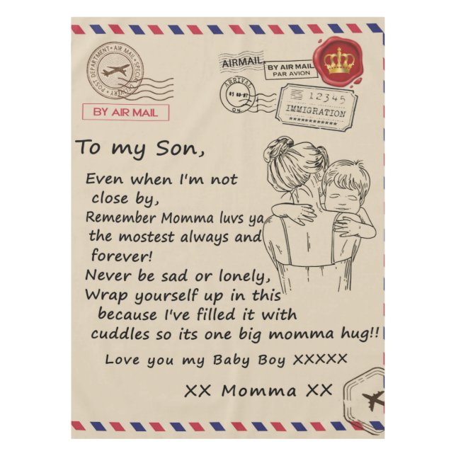 Personalisiert zu meinem Sohn, Brief von der Mama, Tischdecke (Vorderseite)