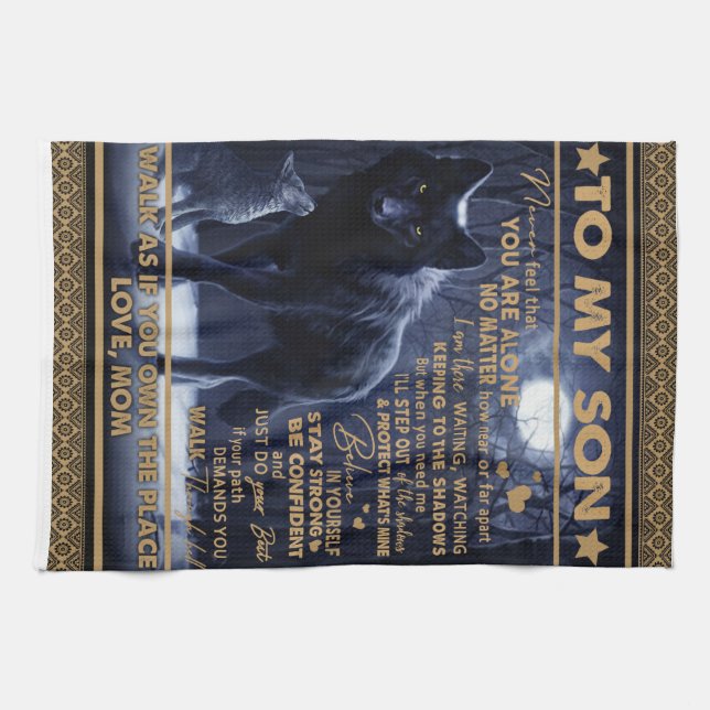 Personalisiert zu meinem Sohn, Sohn zum Geburtstag Geschirrtuch (Horizontal)