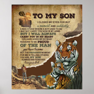 Personalisiert zu meinem Sohn Tiger Blanket, Liebe Poster