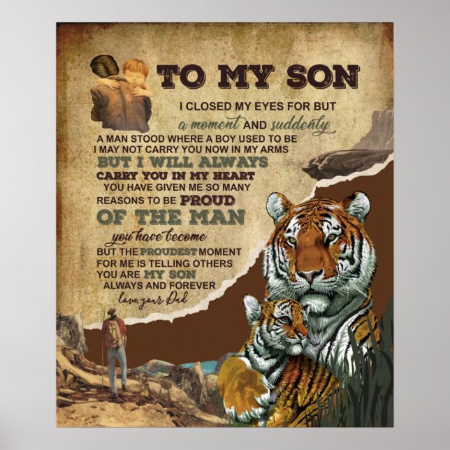 Personalisiert zu meinem Sohn Tiger Blanket, Liebe Poster (Vorne)