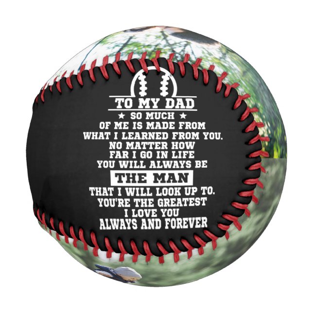  Personalisiert zu meinem Vater Custom 2 FotoColla Baseball (Rückseite Links)