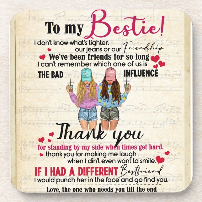 Personalisiert zu meinen Bestie Getränkeuntersetzer (Vorderseite)