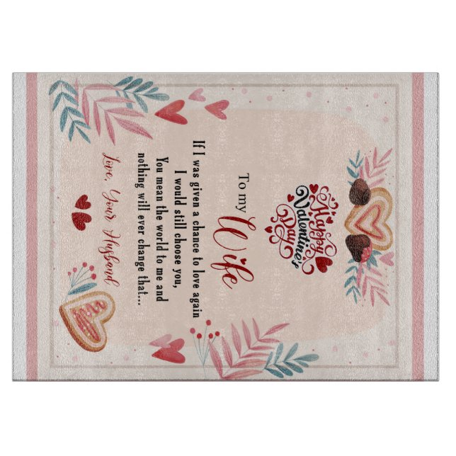 Personalisiert zu meiner Ehefrau glücklicher Valen Schneidebrett (Vorderseite)