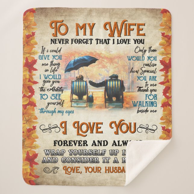 Personalisiert zu meiner Ehefrau von Ehemann nie v Sherpadecke (Vorderseite)