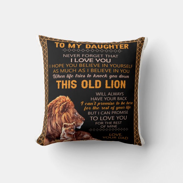 Personalisiert zu meiner Tochter Lion Blanket Kissen (Vorderseite)