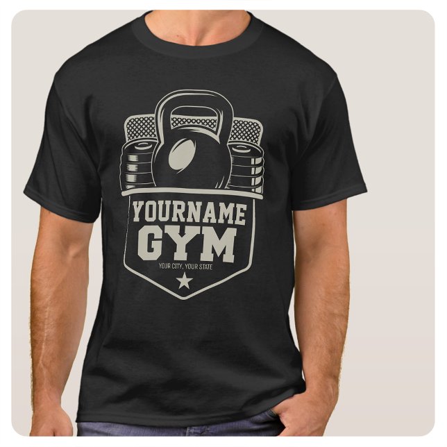 Personalisiert Zuhause GYM Kettlebell Fitness Trai T-Shirt (Von Creator hochgeladen)