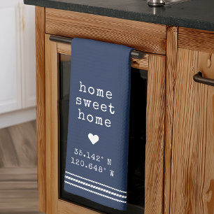 Personalisiert Zuhause Sweet Zuhause Coordinates Geschirrtuch