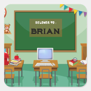 Personalisiert zurück zum Schulaufkleber Quadratischer Aufkleber