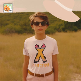 Personalisiert zurück zur Schule Alphabet X T-Shirt