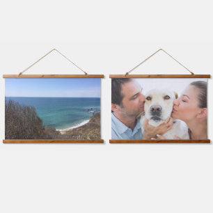 Personalisiert zwei Bilder mit benutzerdefiniertem Wandteppich Mit Holzrahmen