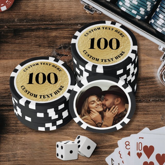 Personalisierte 100 nummerierte Foto-Gold  Pokerchips (Personalized 100 Numbered Photo Gold Poker Chips )